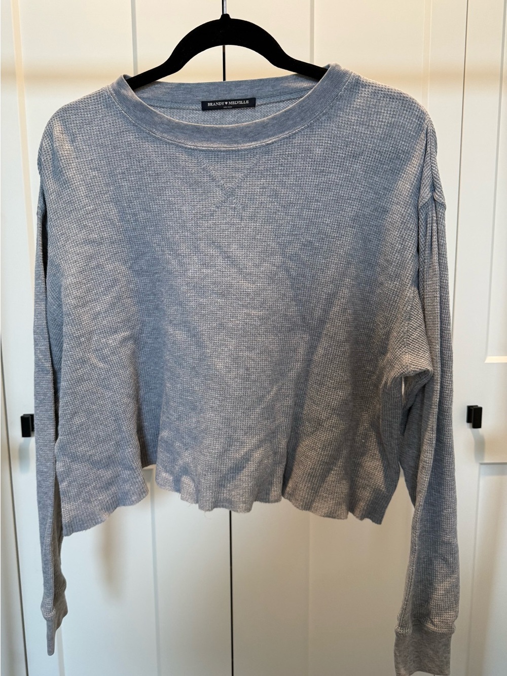 Brandy Melville Grey Waffle Knit Cropped Top